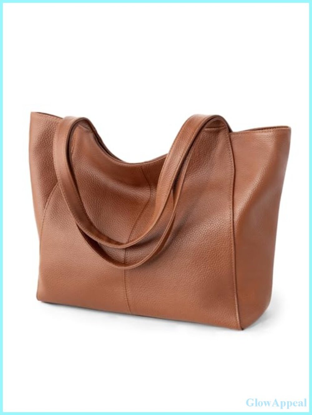 Genuine Leather Slouchy Tote Bag with Zipper & Multiple Pockets